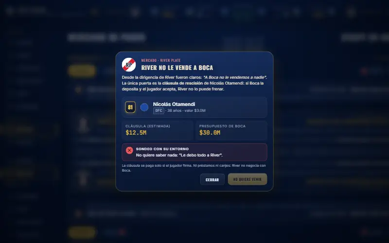 El cartel del juego que explica que River no le vende a Boca y que solo se puede pagar la cláusula